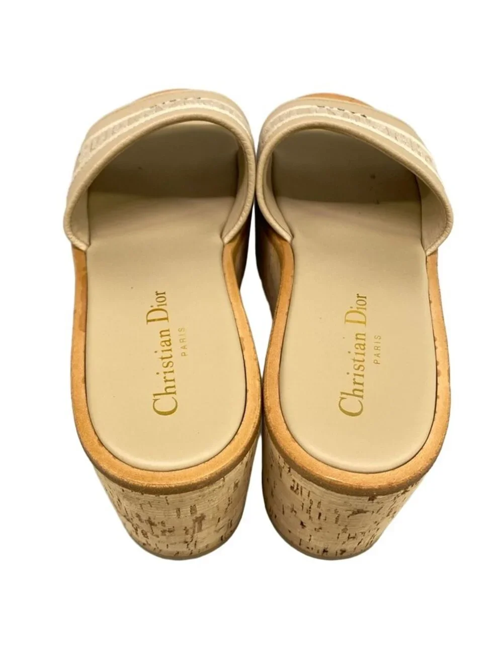 Dior Sandals 37 D Way Beige Wedge Sole Leather